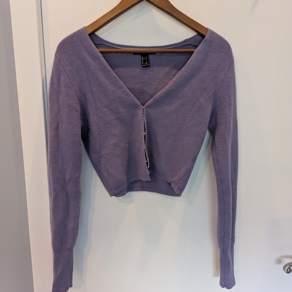 Purple Cropped Cardigan